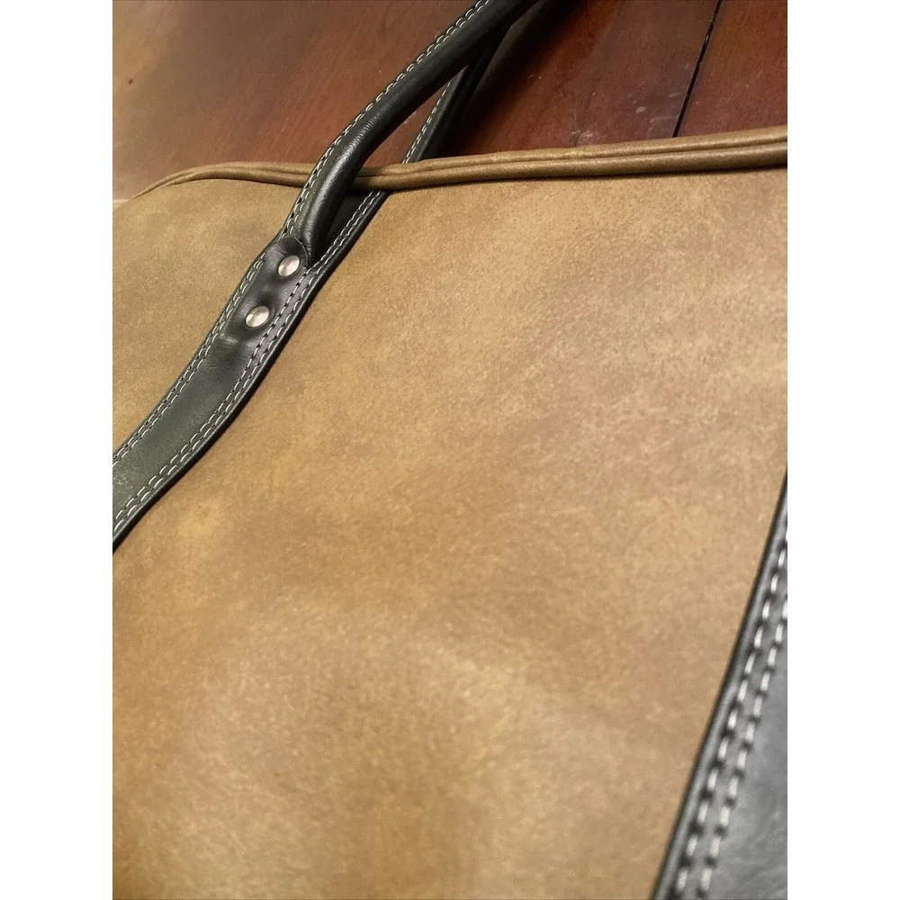 AIRWAY INDUSTRIES Vintage Black Brown Mod Vinyl Satchel‎ Hand Luggage Bag Key